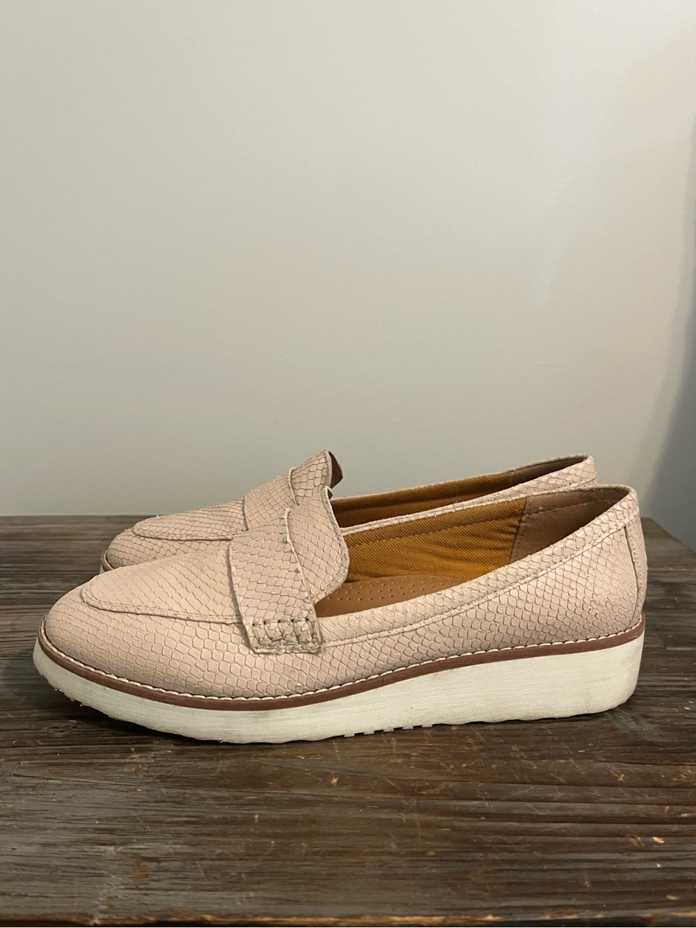 Dune London Cream Textured Penny Loafers